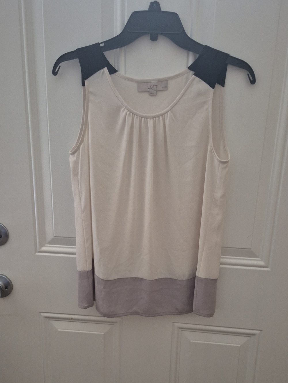 LOFT Cream Sleeveless Camisole with Gray Hem